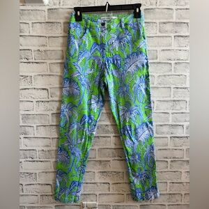 Gretchen Scott blue and green floral cotton/spandex ankle pants XS
